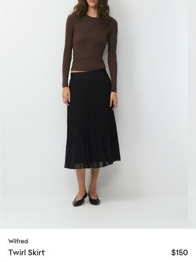 Wilfred Black Pleated Midi Skirt